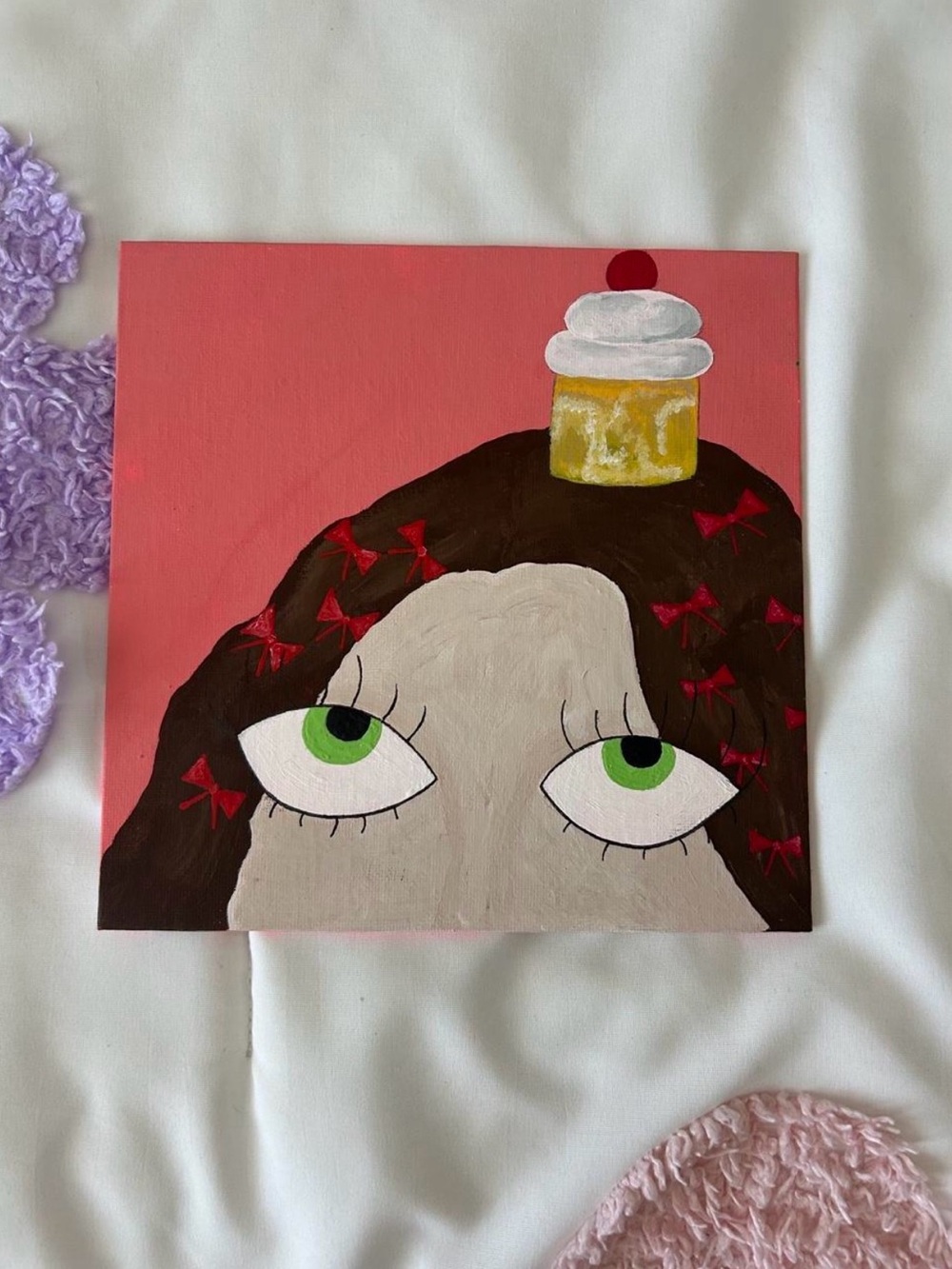 Hand-Painted Girl with a Cupake